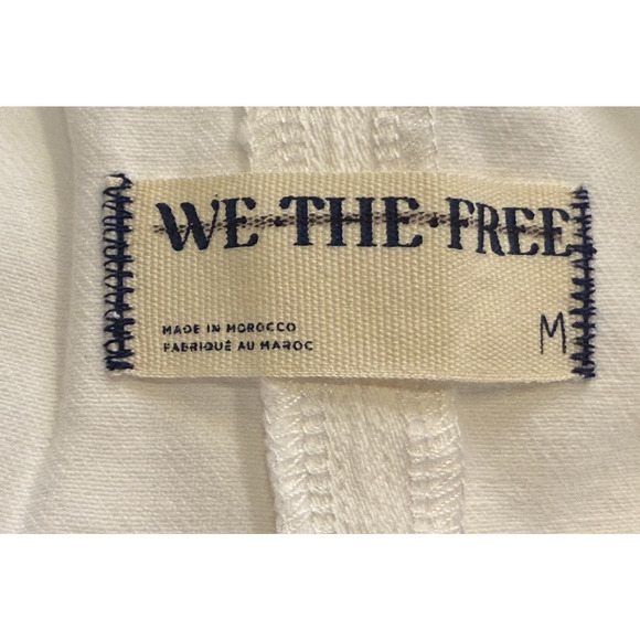 FREE PEOPLE WE THE FREE WHITE HIGH ROLLER DENIM OVERALL SKIRTALL MINI DRESS SZ M - Picture 8 of 10